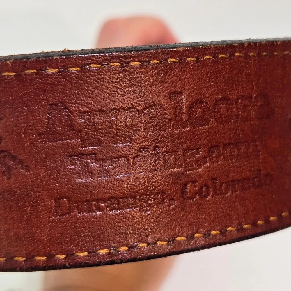 Appaloosa Trading Co Leather Belt Mens 38 Brown Basketweave Western Rugged Brass